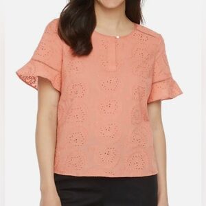 Liz Claiborne crew neck short sleeve blouse, rose dawn